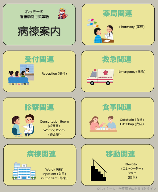 れっさー病院案内 英単語